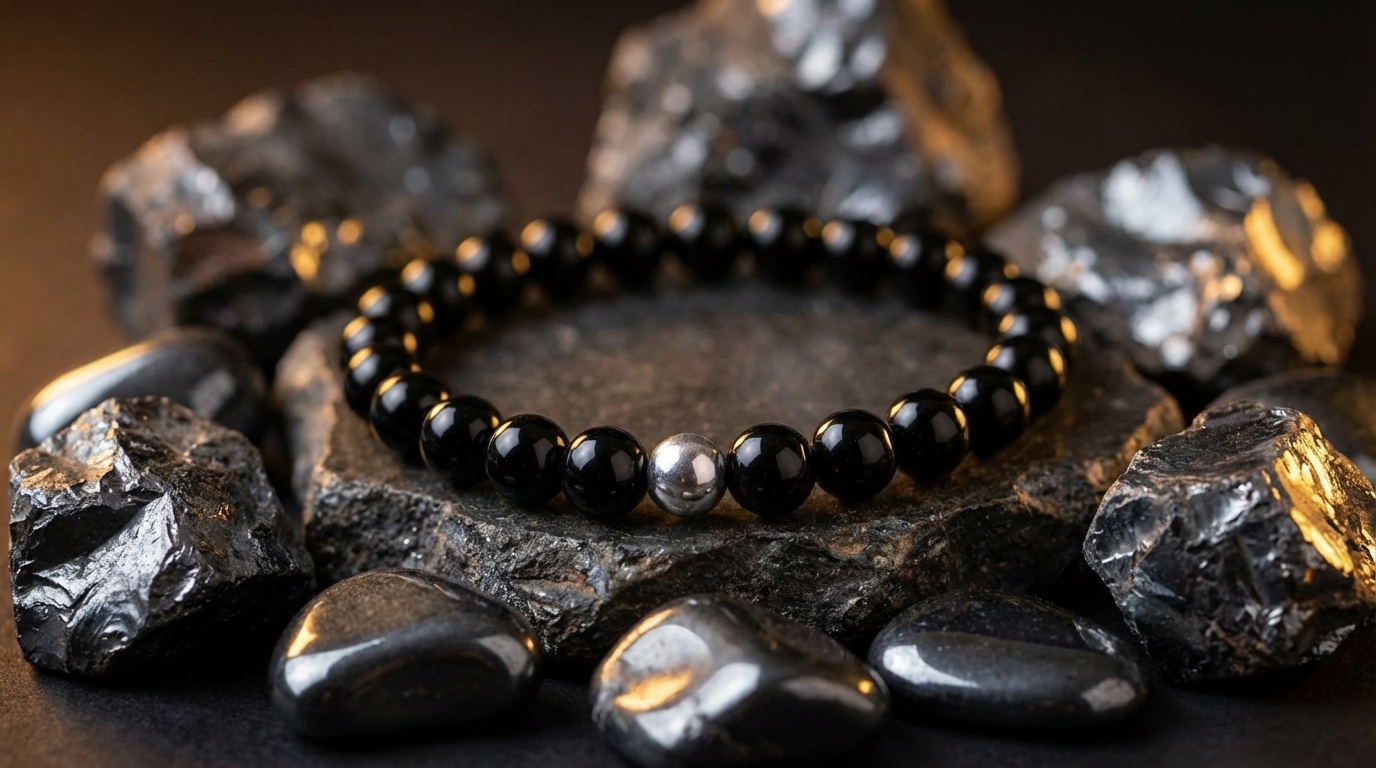 Czarny, błyszczący hematyt w naturalnej formie