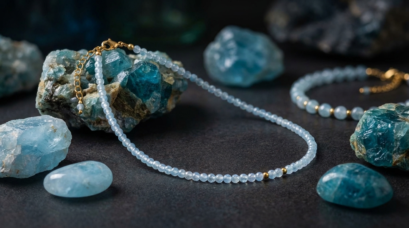 Surowy i oszlifowany akwamaryn o głębokiej, błękitnej barwie