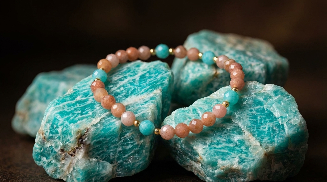 Bransoletka Kamień Słoneczny i Amazonit